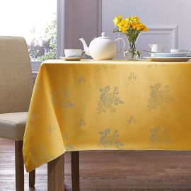 Cezanne Gold Woven Rose Design Polyester Tablecloths (Pack of 5)