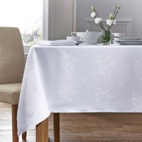 Cezanne White Woven Rose Design Tablecloths (Pack of 3)