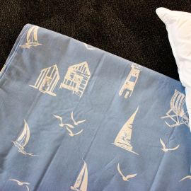 V130 Nautical Themed Printed Blue Single Polycotton Duvet Cover - 140 x 208cm